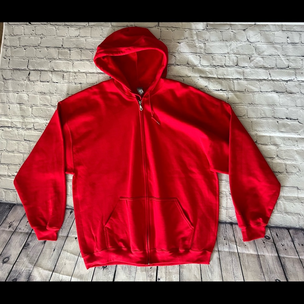 Red hooded jacket